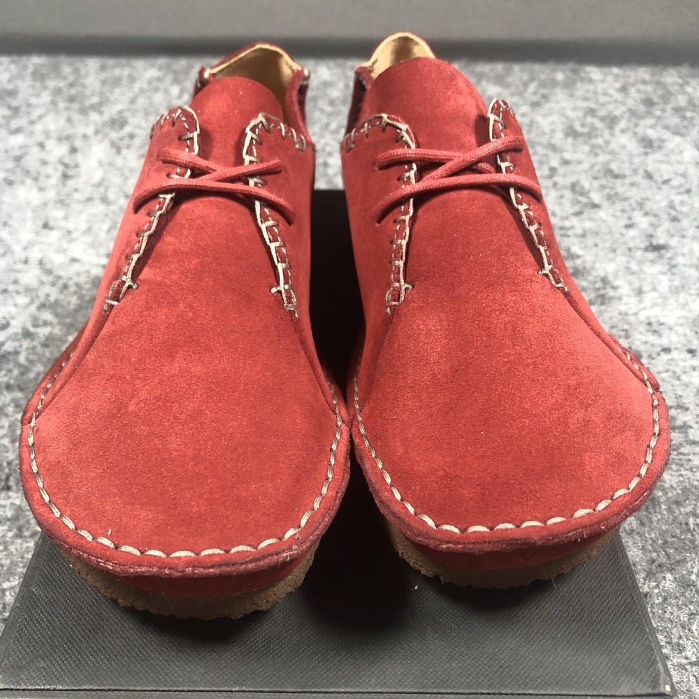 Clarks Ashton Originals Shoes Mens 7 Red Suede Crepe Sole Lace Up Casual Oxfords - Picture 4 of 16